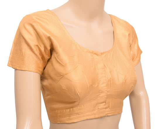Sushila Vintage Readymade 34"Sari Blouse Silk Woven Peach Designer Top