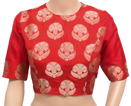 Sushila Vintage Readymade Stitched Sari Blouse 100% Pure Silk Zari Brocade Top