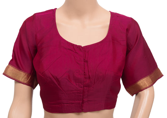 Sushila Vintage Readymade Stitched Sari Blouse Magenta Silk Woven Designer Choli