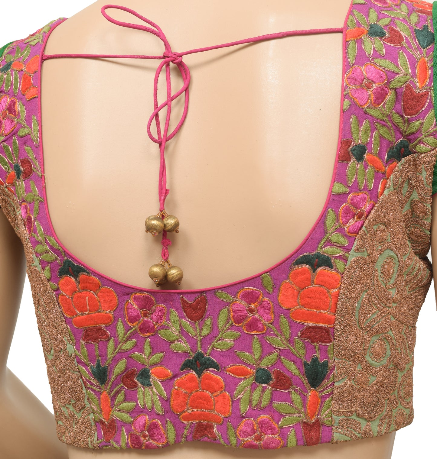 Sushila Vintage Purple Readymade Stitched Sari Blouse Georgette Embroidered Top