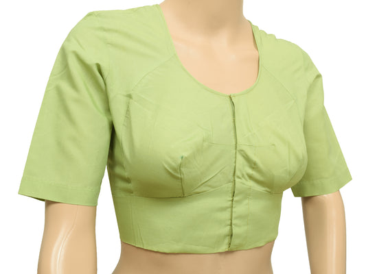 Sushila Vintage Readymade 34" Sari Women's Blouse Cotton Green Plain Choli