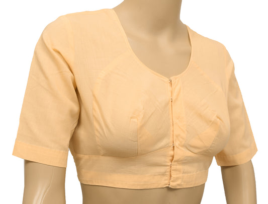 Sushila Vintage Readymade 36"Sari Blouse Light Peach Cotton Plain Choli