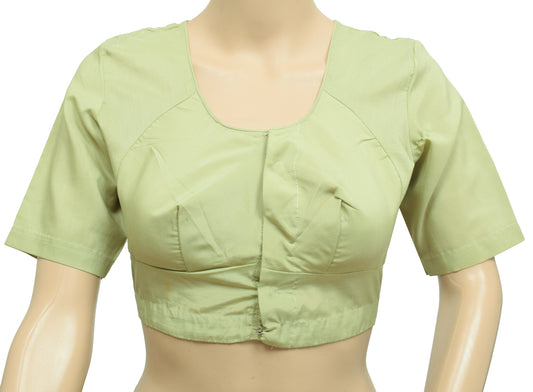 Sushila Vintage 34"Stitched Sari Blouse Green Cotton Plain Women's Choli