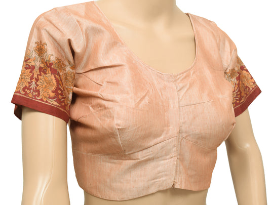 Sushila Vintage Readymade 34"Sari Blouse Silk Printed Floral Designer Top