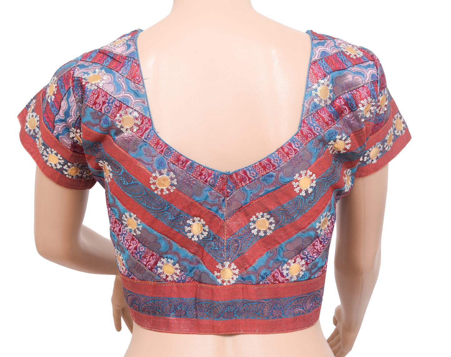 Sushila Vintage Stitched Banarasi Sari Blouse Satin Silk Patch Work Designer Top