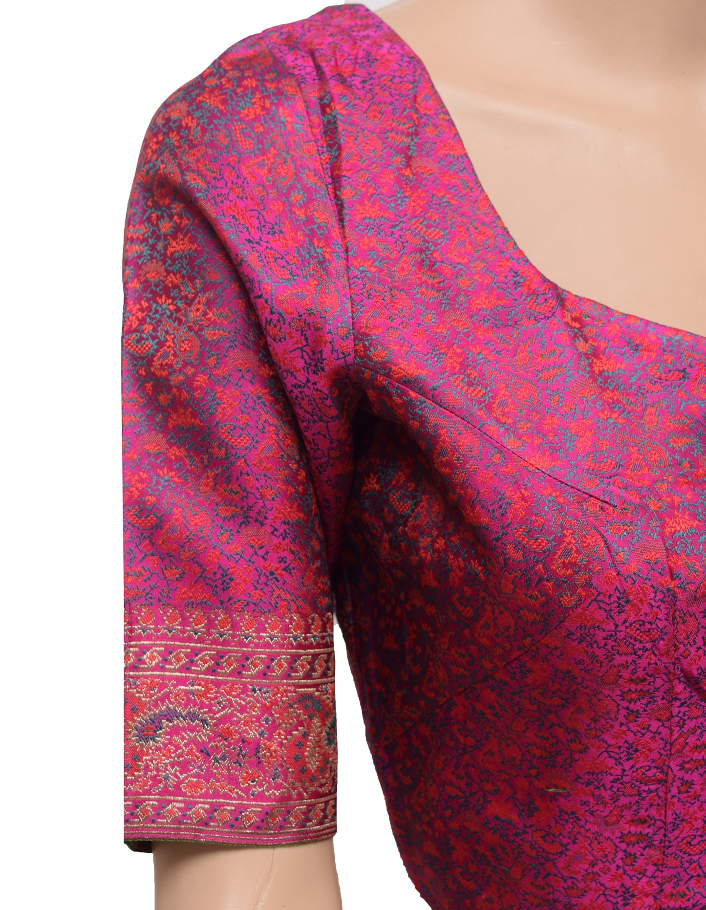 Sushila Vintage Stitched Magenta Banarasi Sari Blouse Silk Resham Woven Choli