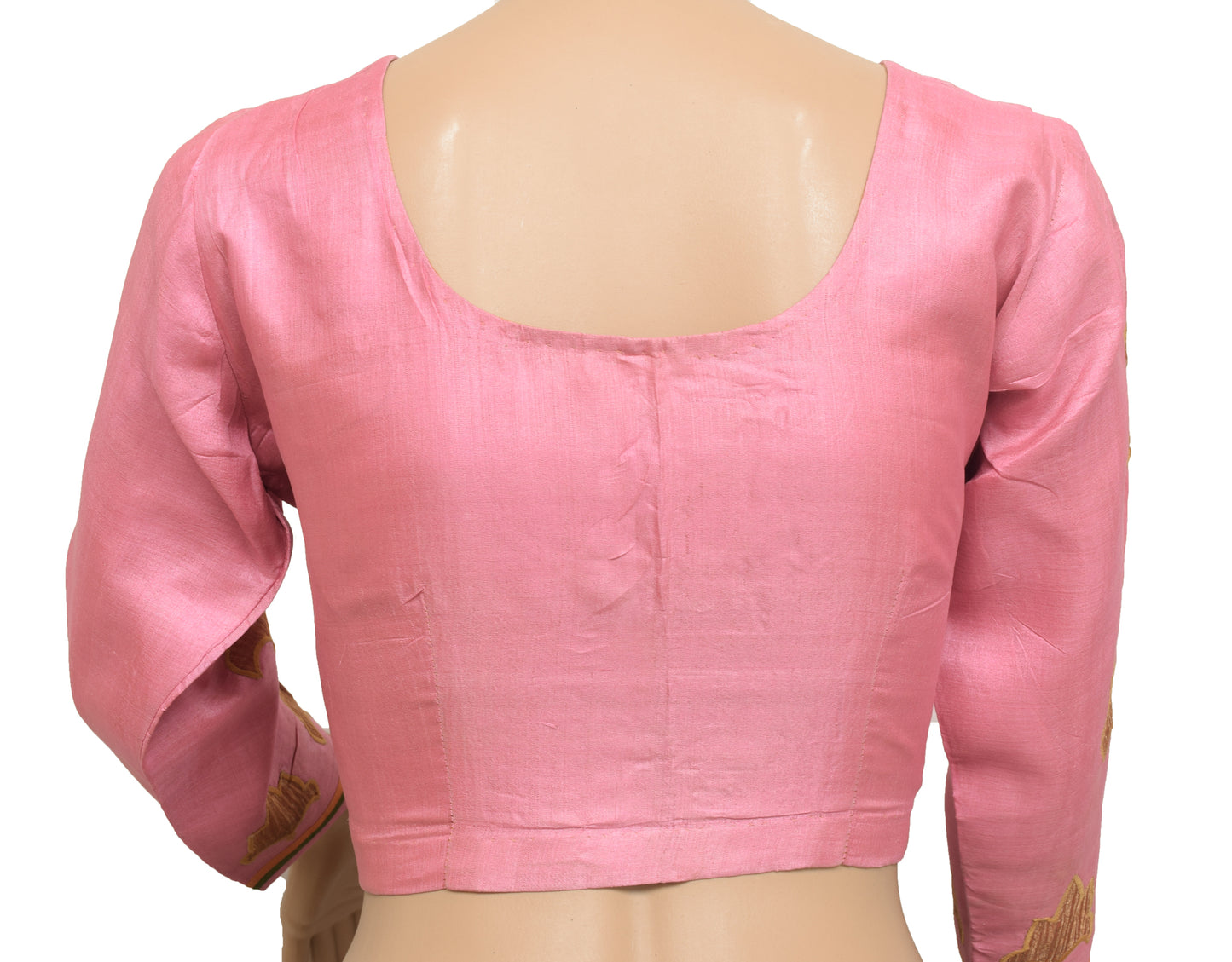 Sushila Vintage Pink Readymade Stitched Sari Blouse Silk Floral Designer Choli