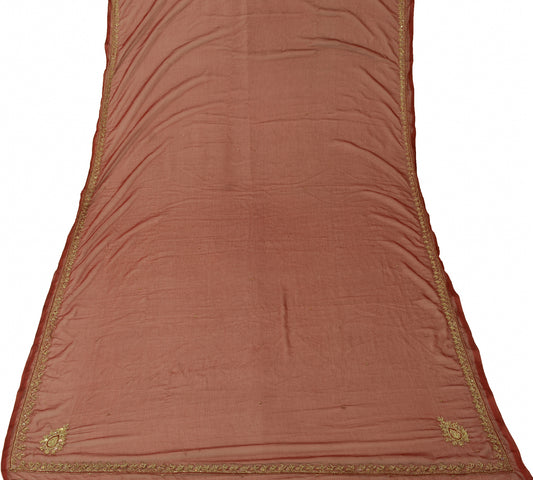 Sushila Vintage Burgundy Dupatta Pure Chiffon Silk Embroidered Beaded Long Stole