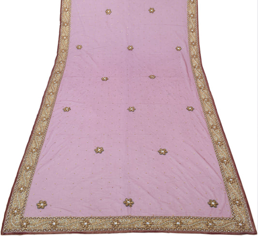 Sushila Vintage Maroon HEAVY Dupatta Net Mesh Embroidered Beaded Long Stole