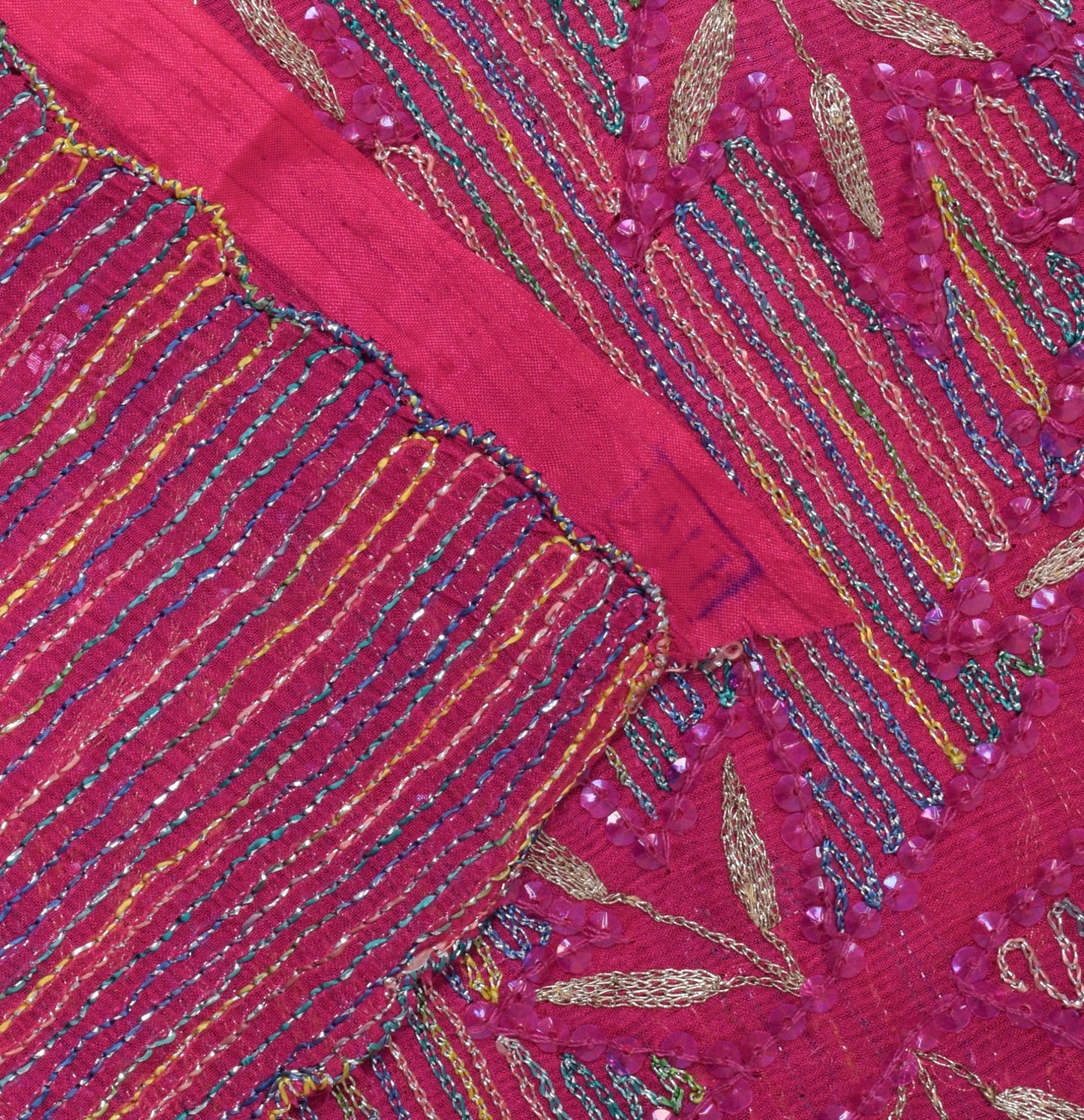 Sushila Vintage Magenta Dupatta Blend Chiffon Silk Sequins Work Long Stole Veil