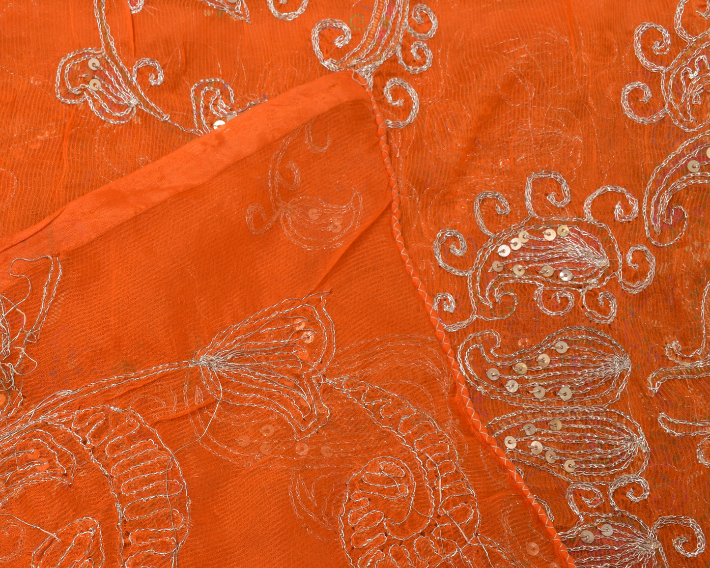 Sushila Vintage Green Dupatta Blend Chiffon Silk Embroidered Long Stole Scarves