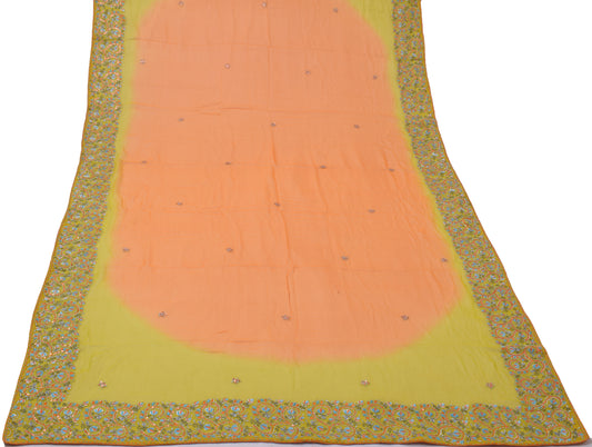 Sushila Vintage Orange Dupatta Pure Georgette Silk Embroidered Long Stole Veil