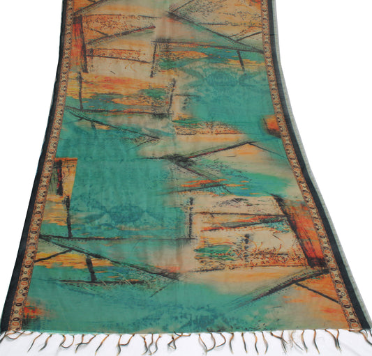 Sushila Vintage Multi-Color Indian Dupatta Blend Silk Printed Long Stole Scarves