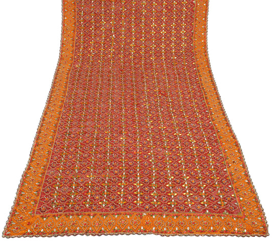 Sushila Vintage Red Heavy Dupatta Pure Georgette Silk Hand Beaded Long Stole