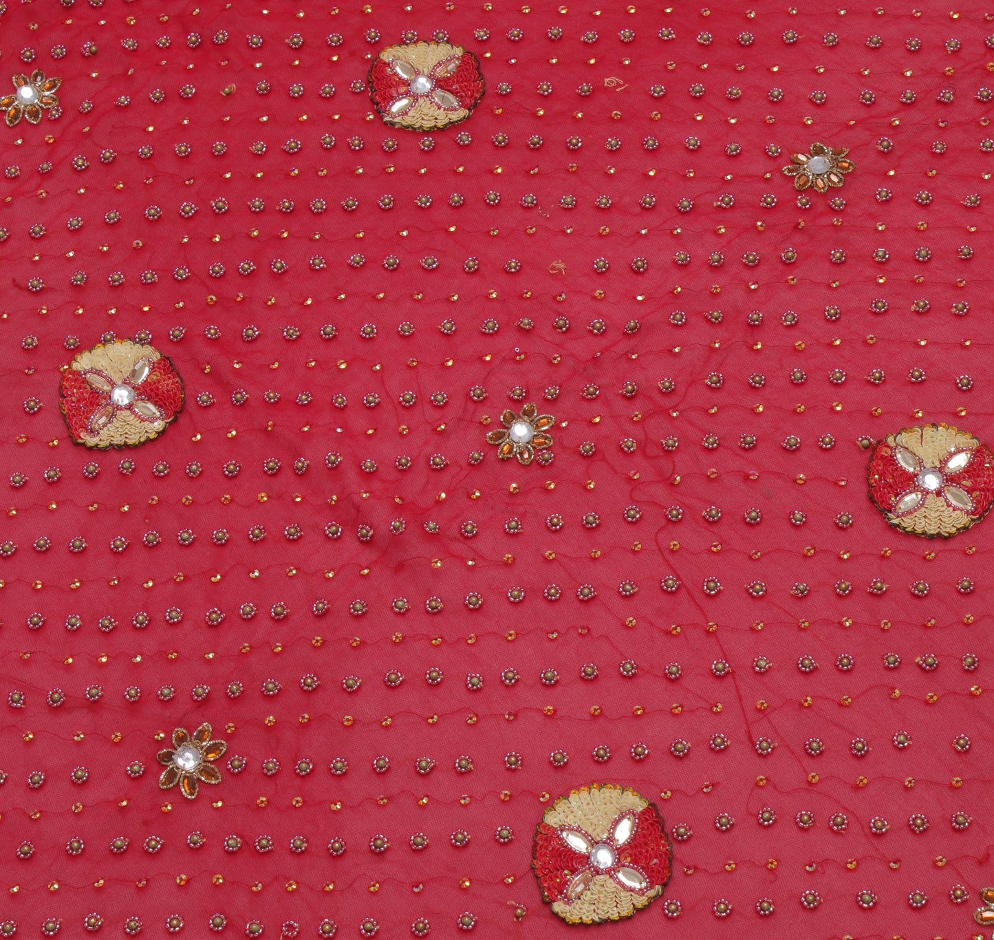 Sushila Vintage Red Heavy Dupatta Pure Georgette Silk Hand Beaded Long Stole