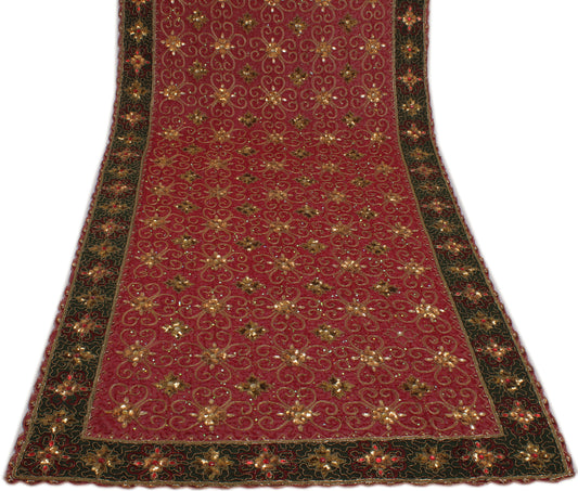 Sushila Vintage Maroon Heavy Dupatta Blend Georgette Silk Hand Beaded Long Stole