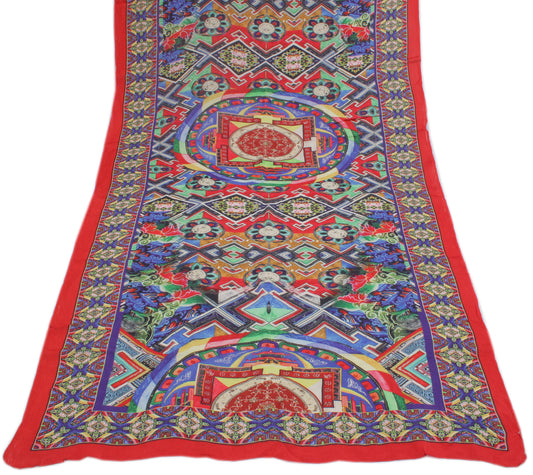 Sushila Vintage Multi-Color Dupatta Pure Georgette Silk Abstract Long Stole Veil