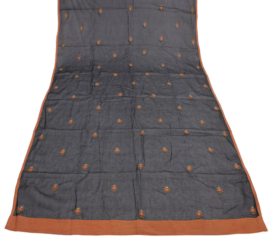 Sushila Vintage Black Dupatta 100% Pure Cotton Embroidered Long Stole Hijab