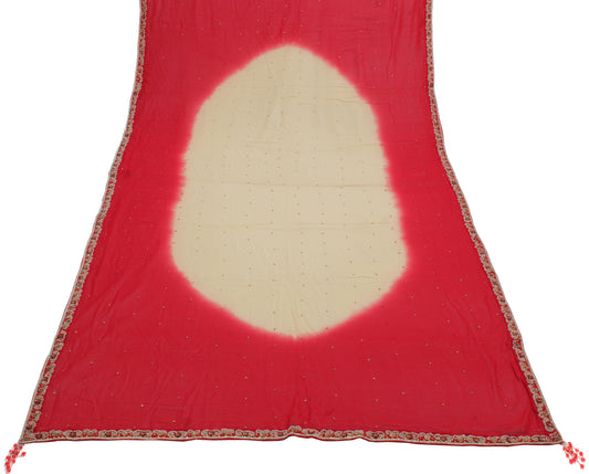 Sushila Vintage Cream Dupatta Pure Georgette Silk Hand Beaded Zardozi Long Stole