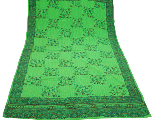 Sushila Vintage Green Dupatta Pure Georgette Silk Printed Long Stole Hijab