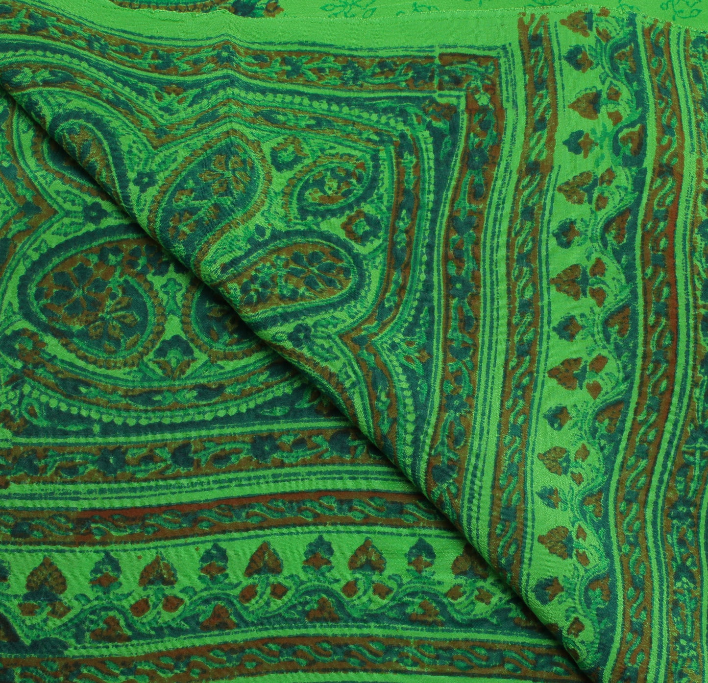 Sushila Vintage Green Dupatta Pure Georgette Silk Printed Long Stole Hijab