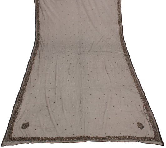 Sushila Vintage Black Indian Dupatta Net Mesh Hand Beaded Long Stole Hijab