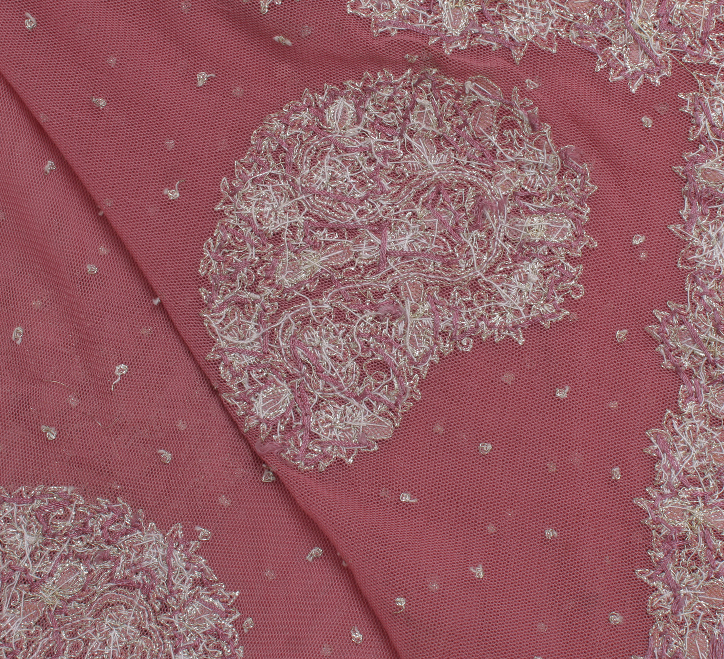 Sushila Vintage Indian Dupatta Net Mesh Hand Beaded Zardozi Long Stole Scarves