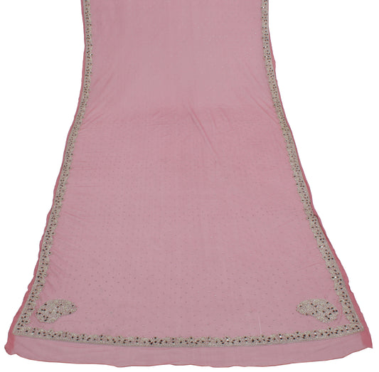 Sushila Vintage Indian Dupatta Net Mesh Hand Beaded Zardozi Long Stole Scarves