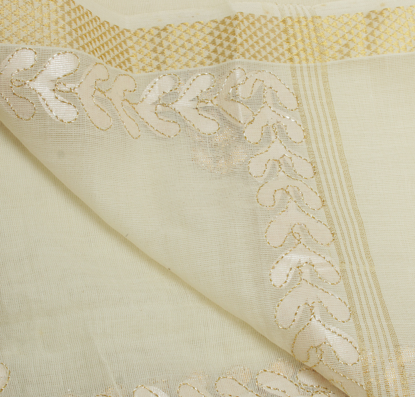 Sushila Vintage Cream Indian Dupatta 100% Pure Cotton Long Stole Scarves Hijab