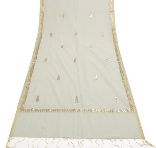 Sushila Vintage Cream Indian Dupatta 100% Pure Cotton Long Stole Scarves Hijab