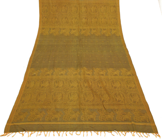 Sushila Vintage Green Indian Dupatta 100% Pure Cotton Woven Long Stole Hijab
