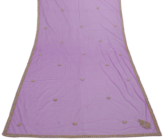 Sushila Vintage Purple Indian Dupatta Net Mesh Hand Beaded Long Stole Scarves