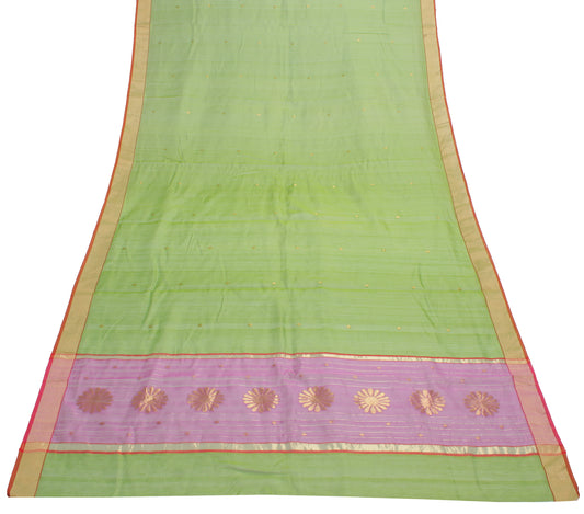 Sushila Vintage Green Indian Dupatta 100% Pure Cotton Long Stole Hijab Scarves