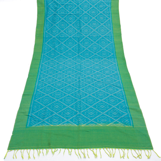 Sushila Vintage Blue Indian Dupatta 100% Pure Cotton Woven Long Stole Hijab