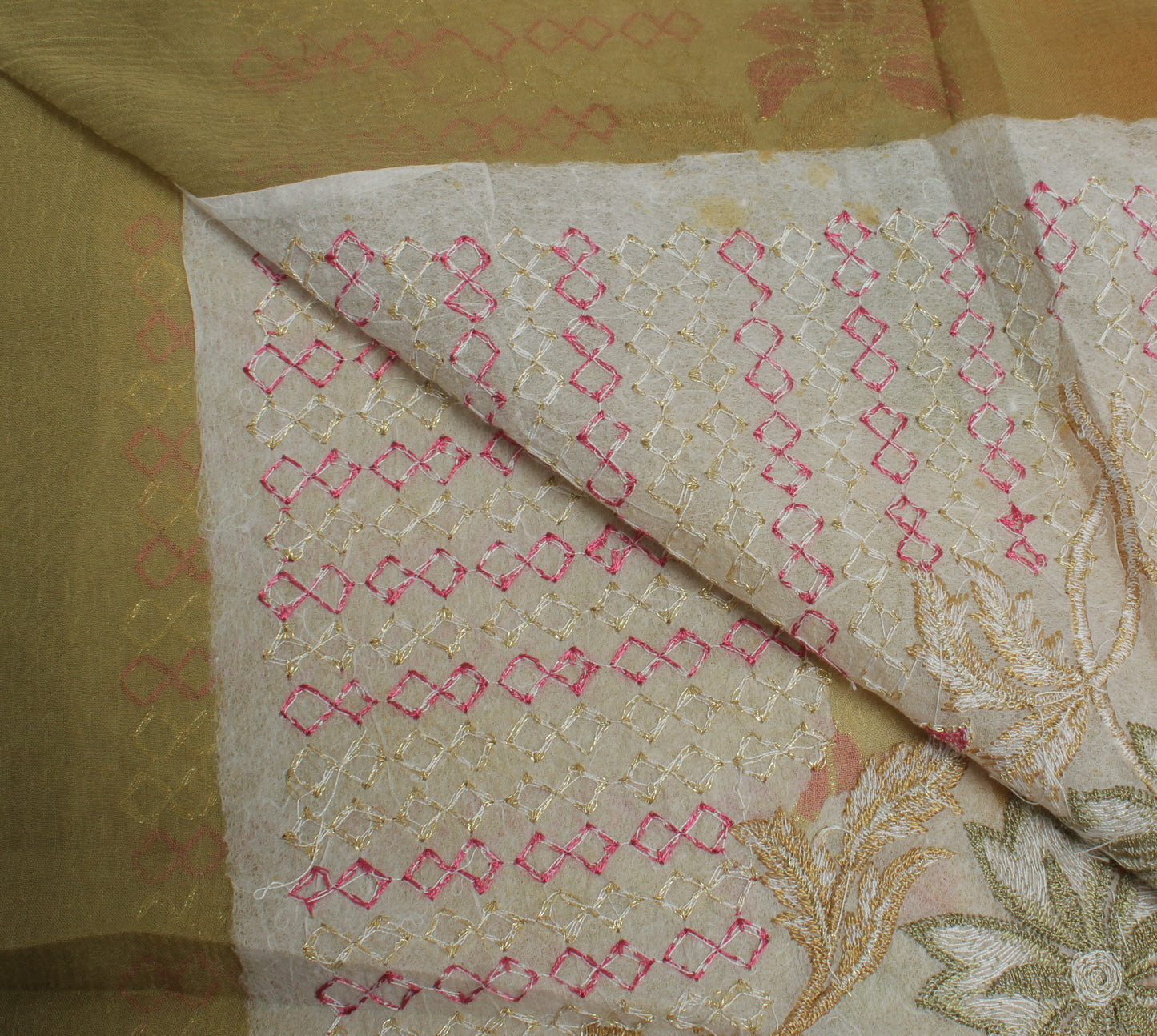 Sushila Vintage Orange Dupatta Pure Chiffon Silk Embroidered Long Stole Scarves