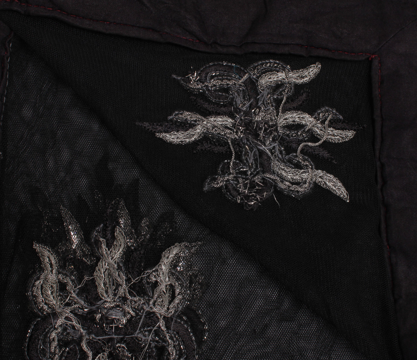 Sushila Vintage Black Indian Dupatta Net Mesh Hand Beaded Long Stole Scarves