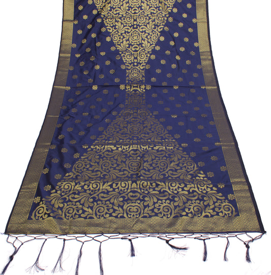 Sushila Vintage Blue Dupatta Blend Silk Zari Woven Long Stole Wrap Scraves