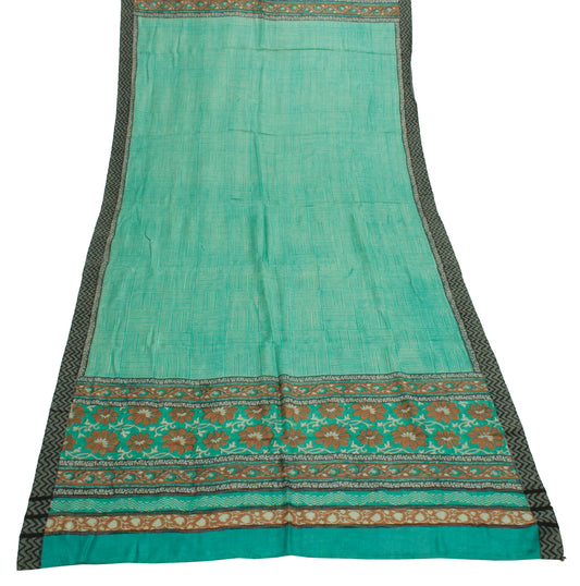 Sushila Vintage Turquoise Green Dupatta Pure Woolen Printed Long Stole Hijab