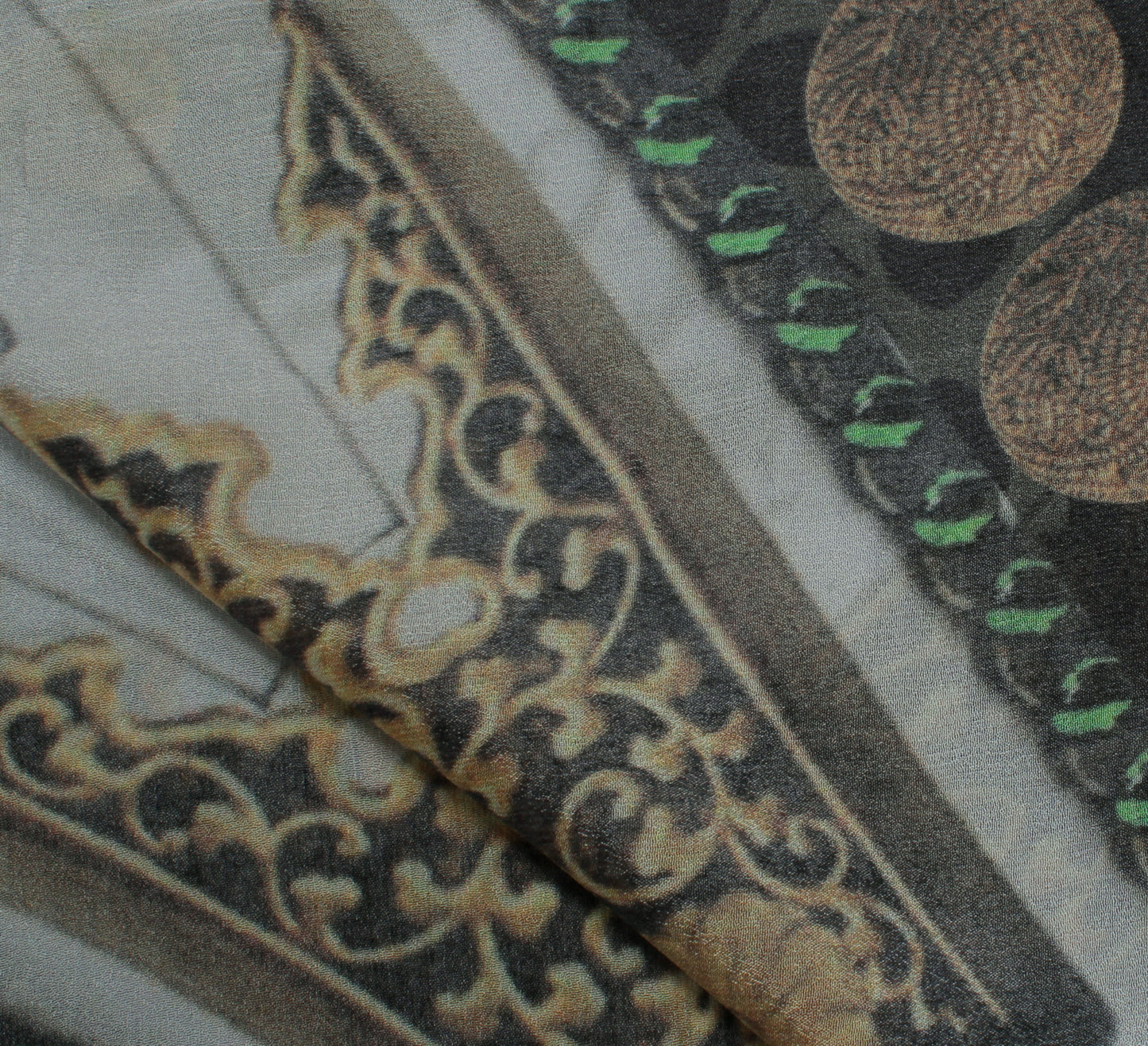 Sushila Vintage Green Indian Dupatta Pure Georgette Silk Printed Long Stole Veil