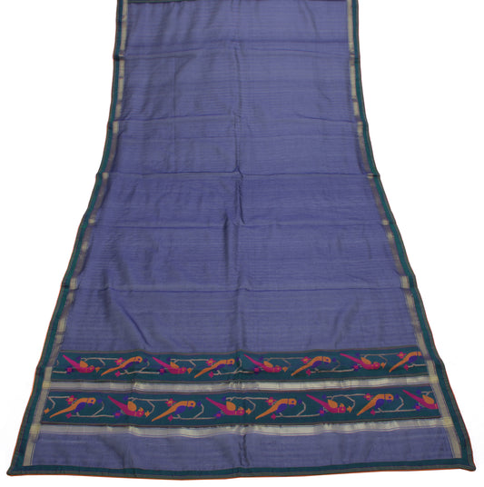 Sushila Vintage Blue Indian Dupatta Blend Silk Long Stole Hijab Scarves