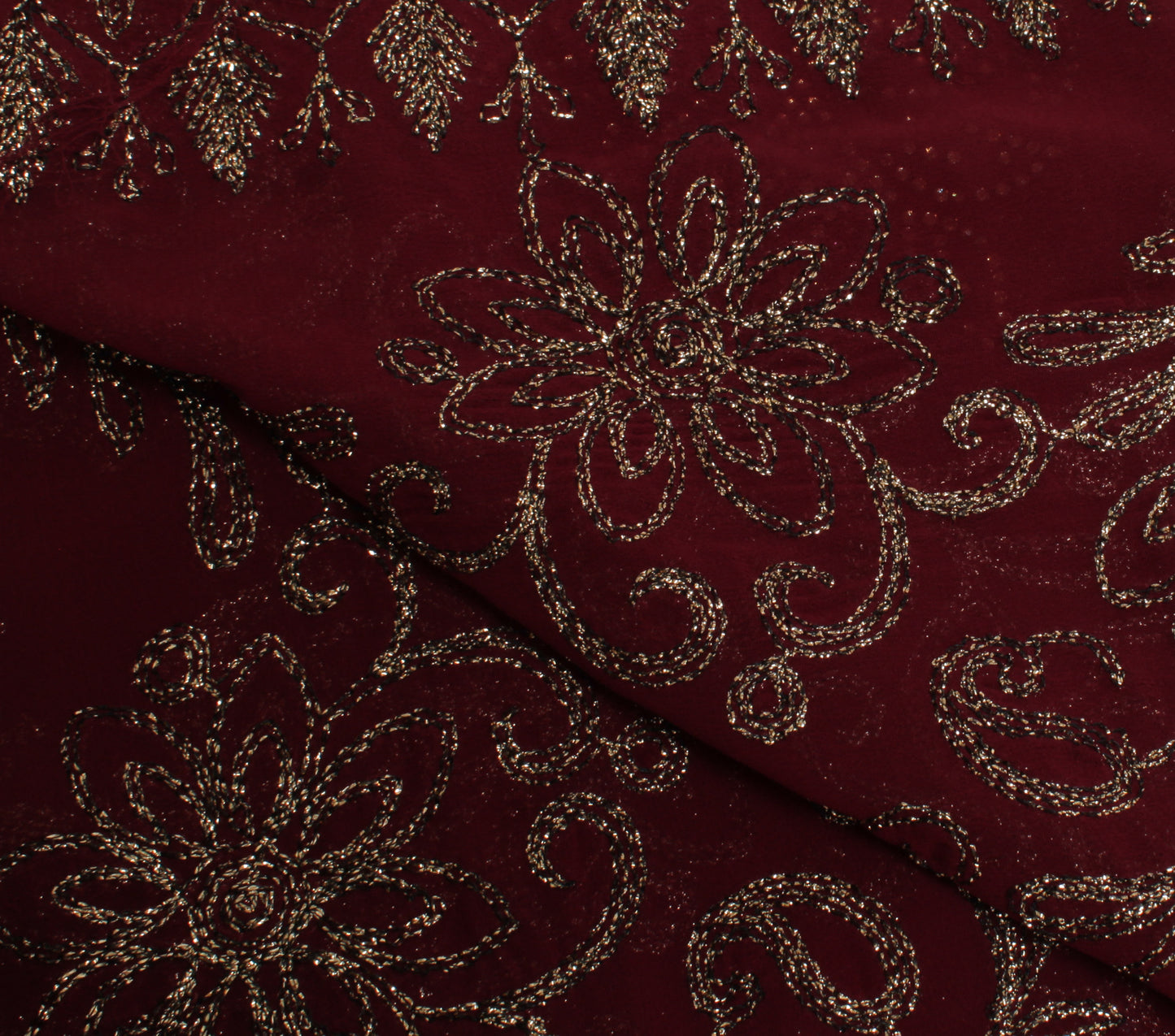 Sushila Vintage Maroon Dupatta Blend Georgette Silk Embroidered Long Stole Hijab