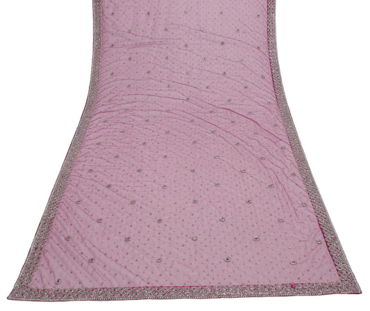 Sushila Vintage Purple Dupatta Net Mesh Embroidered Long Stole Veil Scarves