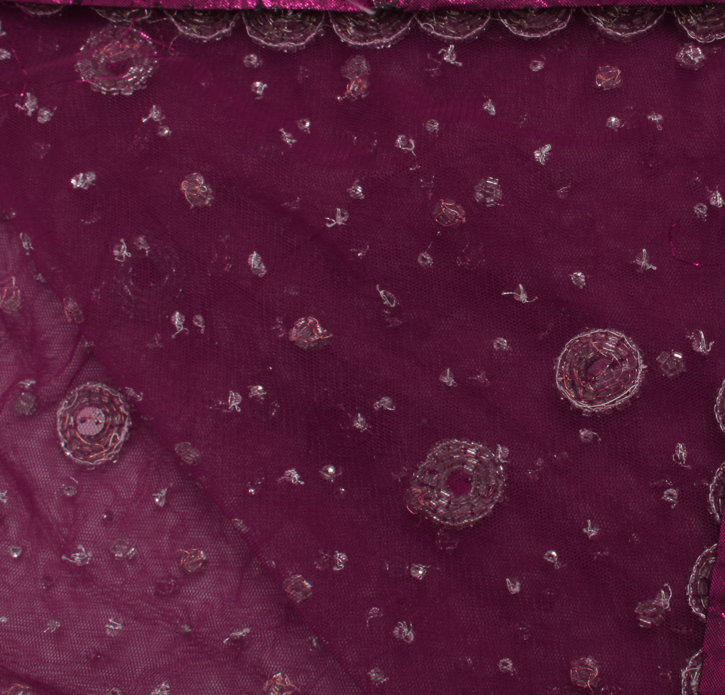 Sushila Vintage Purple Dupatta Net Mesh Embroidered Long Stole Veil Scarves