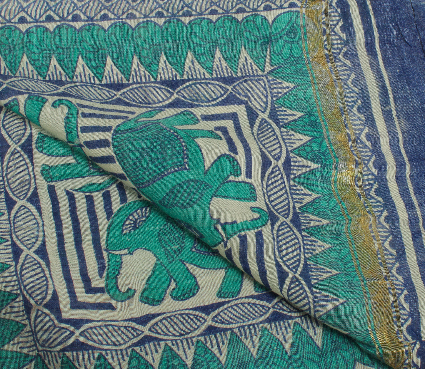Sushila Vintage Cream Indian Dupatta Pure Cotton Printed Long Stole Veil Scarves