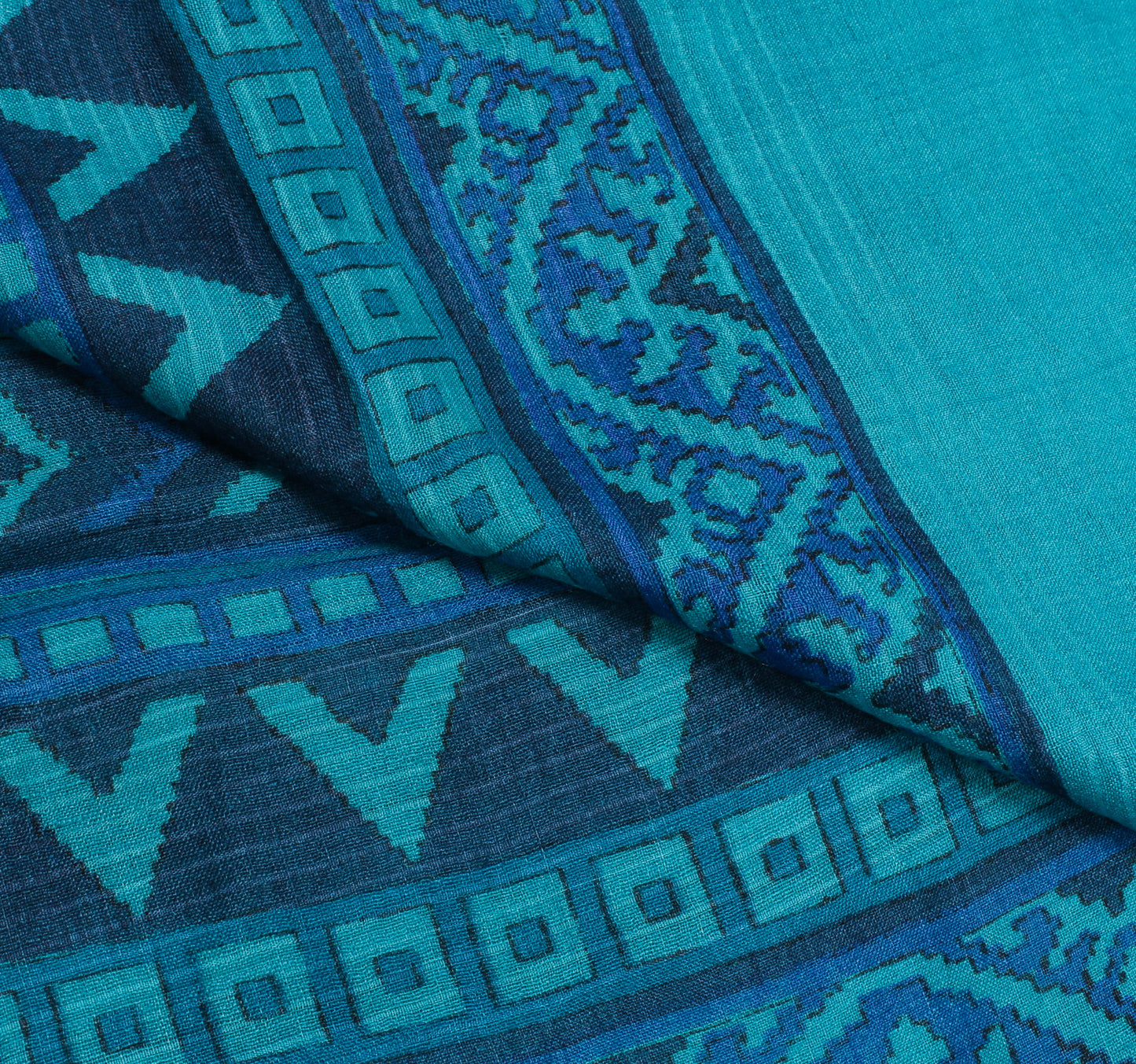 Sushila Vintage Blue Indian Dupatta 100% Pure Silk Printed Long Stole Scarves