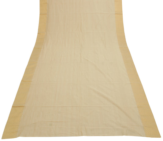 Sushila Vintage Cream Indian Dupatta Pure Cotton Woven Long Stole Veil Scarves