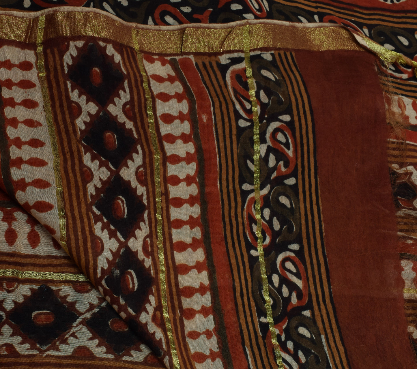 Sushila Vintage Light Brown Indian Dupatta Pure Cotton Printed Long Stole Hijab