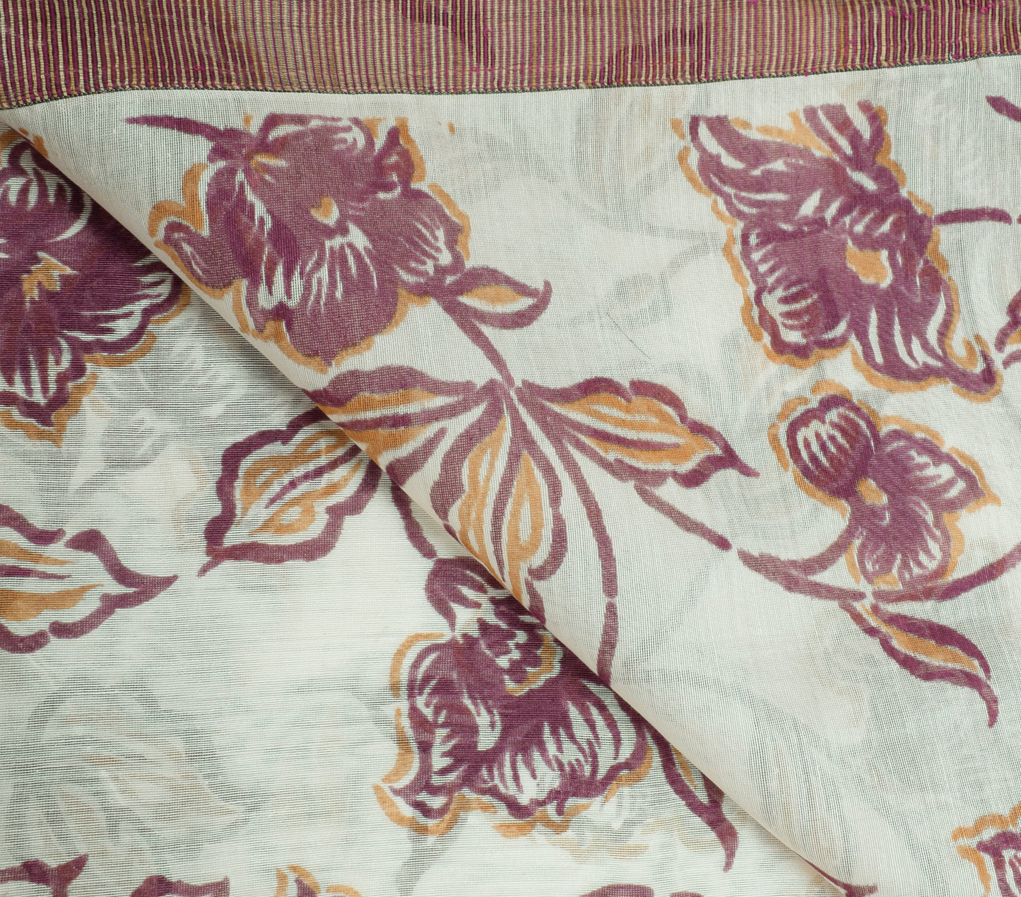 Sushila Vintage Indian Cream Dupatta 100% Pure Silk Printed Long Stole Hijab