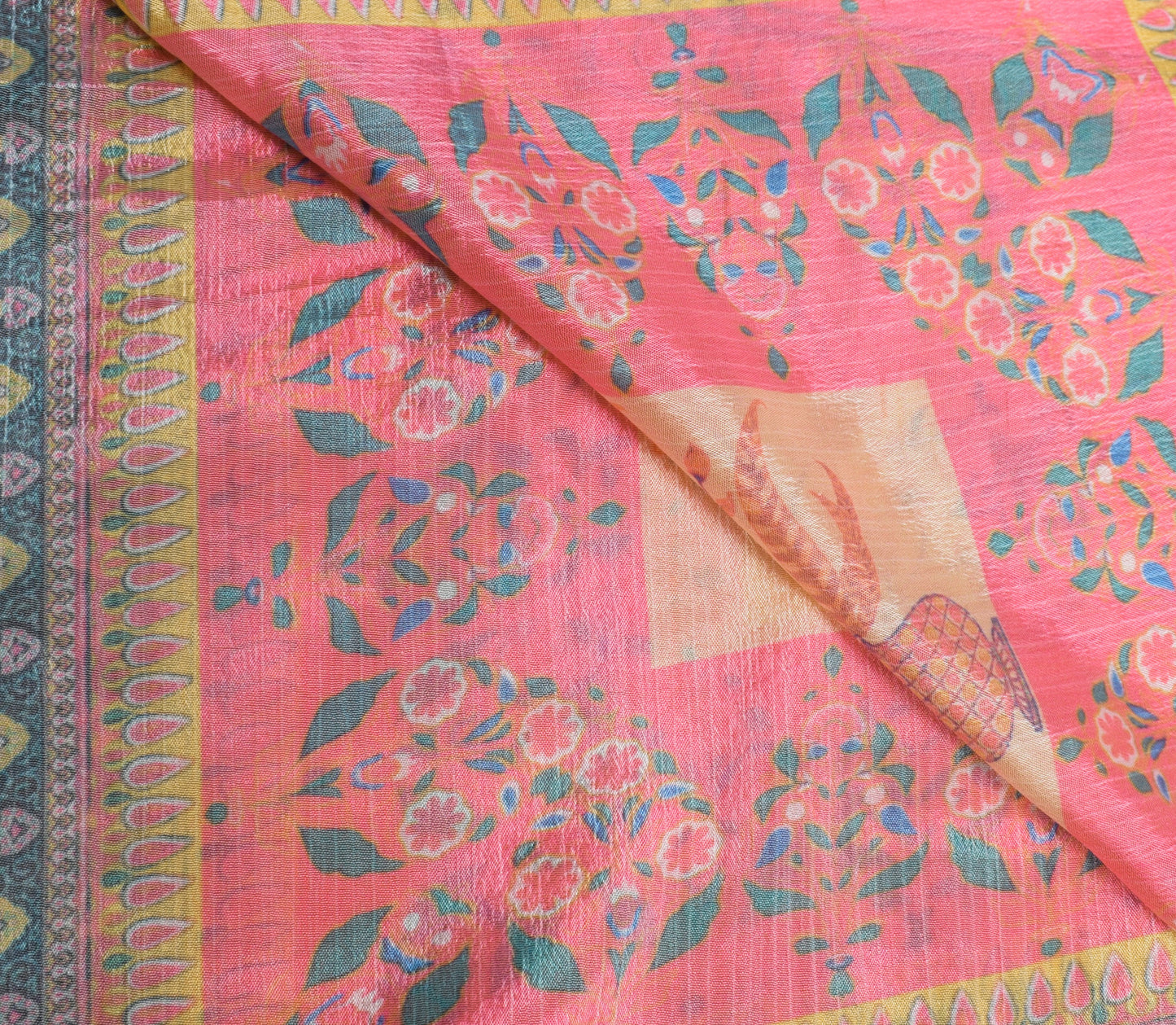 Sushila Vintage Peach Indian Dupatta Blend Silk Printed Long Stole Scarves