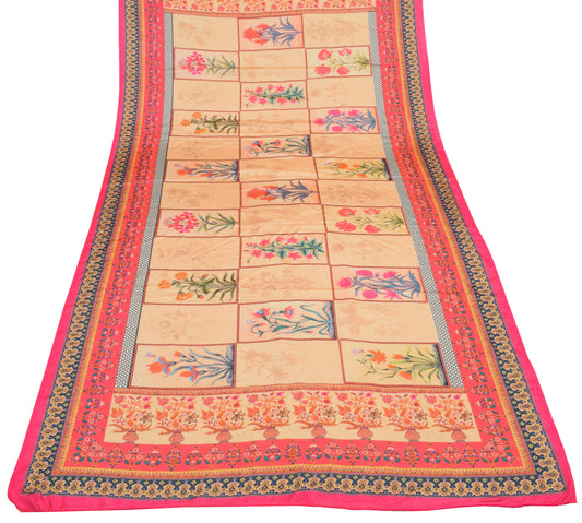 Sushila Vintage Peach Indian Dupatta Blend Silk Printed Long Stole Scarves